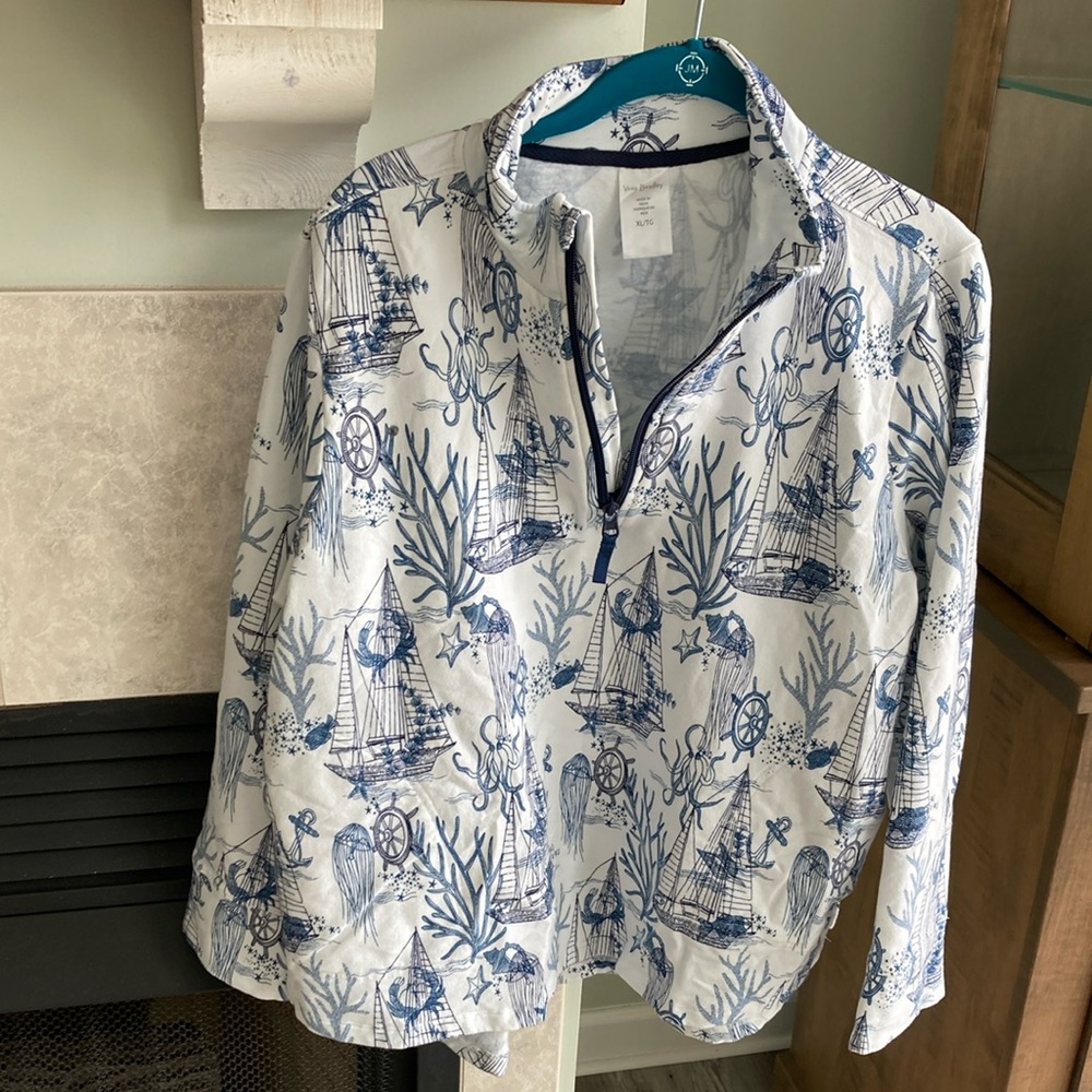 Vera Bradley Blue and White Nautical Jersey Top